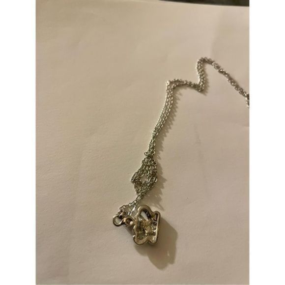 WHITE OPAL N SAPPHIRE ON SILVER CROWN NECKLACE - Picture 5 of 7